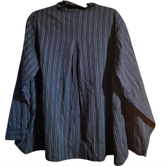 Tulip Black & White Pin Stripe Lagenlook Cotton Collared Shirt Size XLarge NEW - Picture 3 of 8